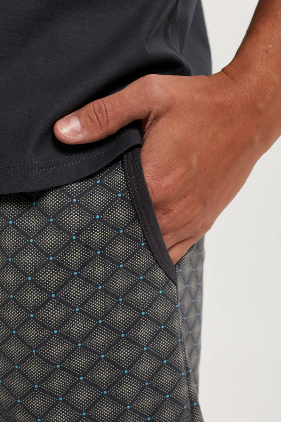 Abel Herren Kurzarm-Pyjama, Shorts Italienische Mode - graphit/print