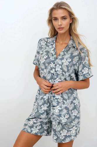 Stilvoller Embrace Damen-Pyjama – Sommerset mit kurzen Ärmeln Momenti Per Me grün