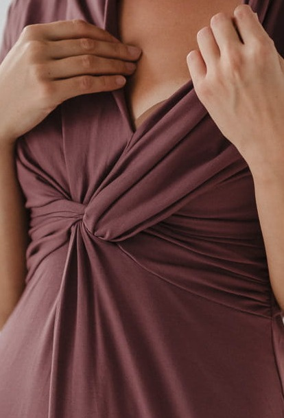 Umstands- und Stillkleid Loop Milk&Love – rose brown, 7/8-Ärmel, Viskose