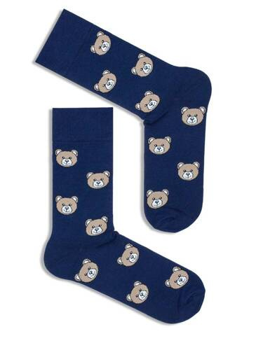 0125-033 Teddy Bears Heads Herrensocken Milena – Marineblau