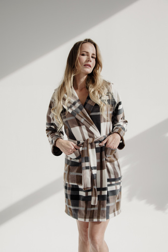 031 De Lafense Bademantel-Decke - warmer Fleece-Damenbademantel Super Cozy, braun