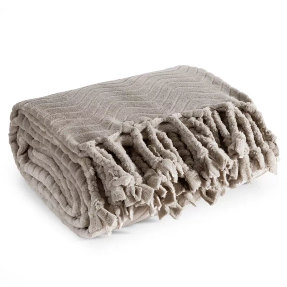 Emma Decke Tagesdecke mit Fransen Eurocurtains beige