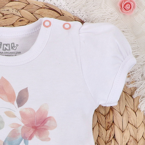 ABN-5422 Bunte Blumen Bio-Baumwollbluse Nini weiß