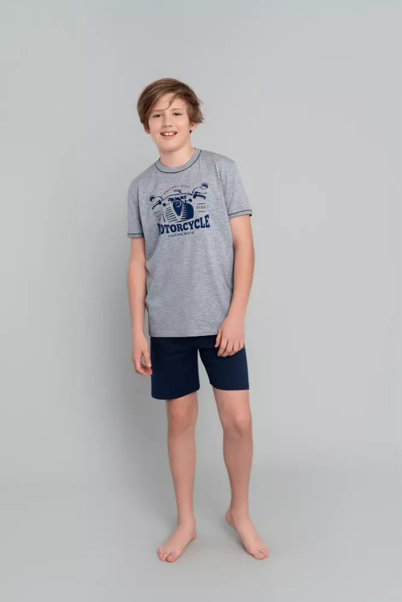 Gibson Jungen Schlafanzug kurzarm, Hose Italian Fashion- melange