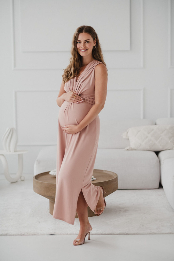 Loop Maxi-Umstands- und Stillkleid Milk&Love, Puderrosa