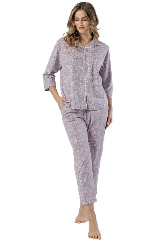 1546 Luiza Leveza Cappuccino Damen-Pyjama mit Reißverschluss