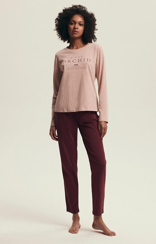 43733 Dorla Henderson Orchideen-Damenpyjama – Baumwolle, lange Ärmel und Hosen