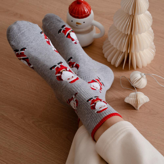 Art.136 Herren-Weihnachtssocken Steven melange grau 166 – Weihnachtsmuster, Baumwolle