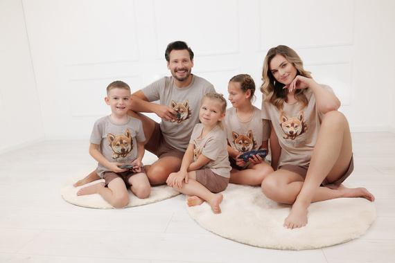 Herren Pyjama Shiba Italian Fashion 100% Baumwolle Shorts Kurzarm