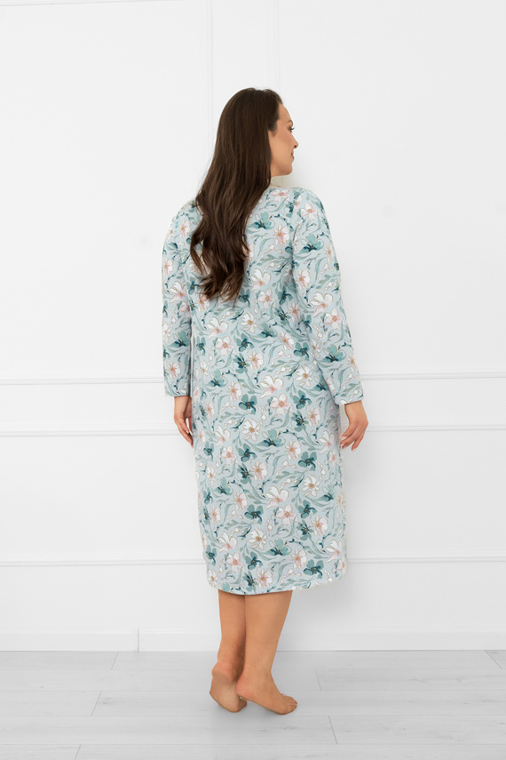 Damen Nachthemd Sekwoja - Baumwolle, langarm, Blumenmuster Italienische Mode