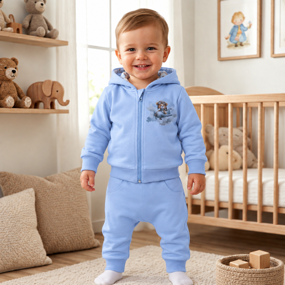 NINI Baby Bear Pilot Baby Jogginghose aus Bio-Baumwolle ABN-5752/BLE