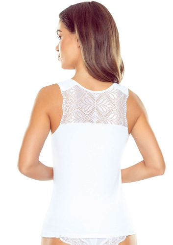 Damen Top Ovena Eldar aus Viskose mit Rippe und Spitze V-Ausschnitt