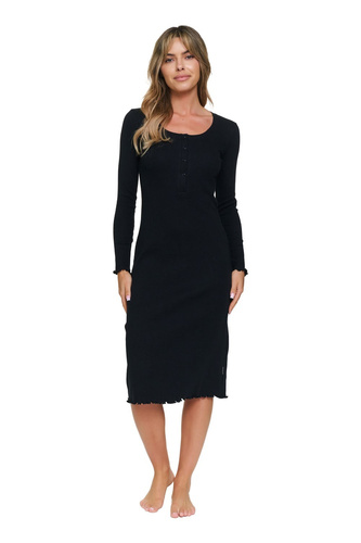 Nachthemd Doctor Nap 7531 Black zum Stillen, gerippte Baumwolle