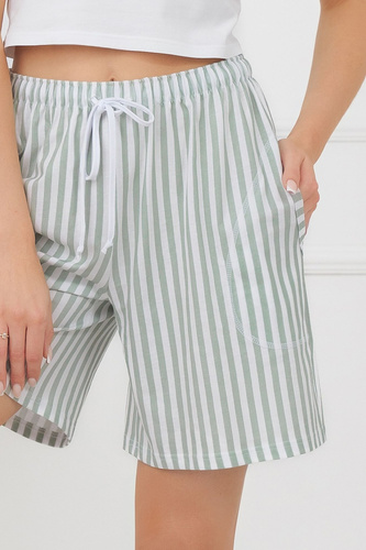 Damen Shorts Faro Italian Fashion 100% Baumwolle gestreift Taschen