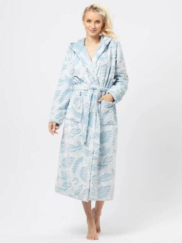 LGL 535 Langer Damenbademantel Schlüsselblau