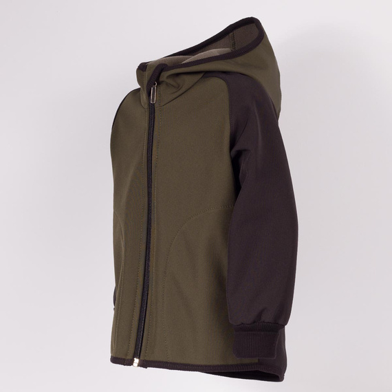 229021 Nicol Kinder Softshell-Jacke mit Fleece, Kapuze, Reflektoren - Khaki