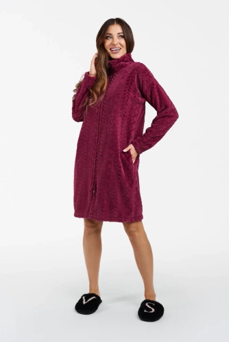 Rena Damen Bademantel Italian Fashion - burgunderrot