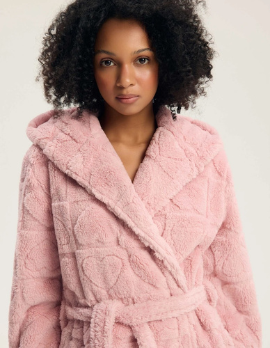 Henderson Gitte 45427 Damenbademantel Pink Weich mit Kapuze und Taschen