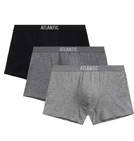 3MH-011 Atlantic Herren-Boxershorts – Schwarz-Grau-Melange