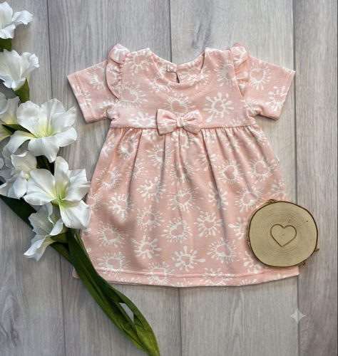 Mamatti SK16332 Baby Kleid rosa Baumwolle mit Herzchenprint