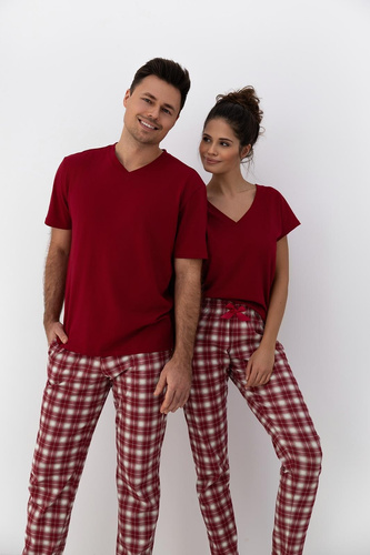 Alivia Pajamas Sensis – Baumwollpyjama für Damen mit T-Shirt und langer karierter Hose