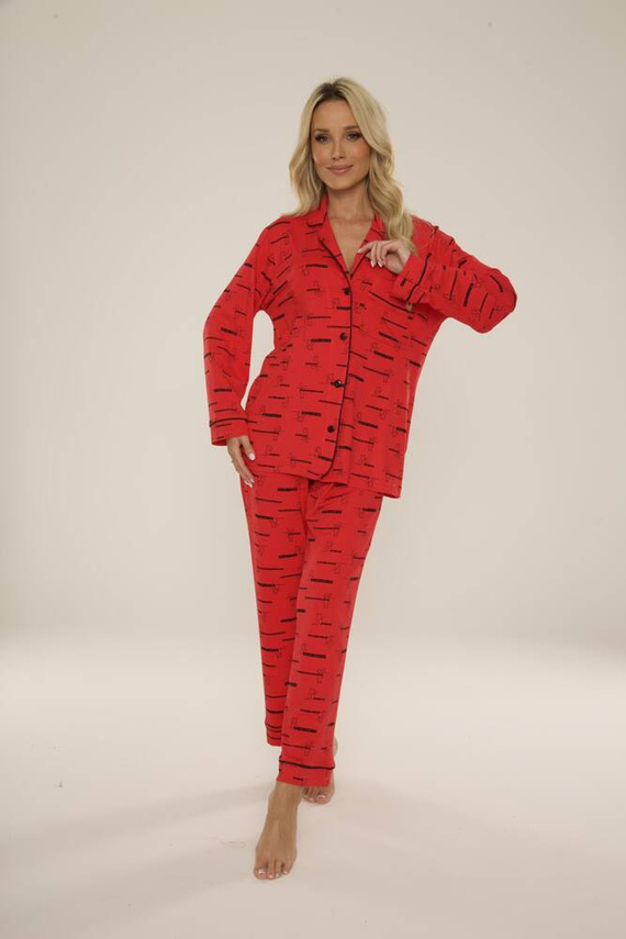 718 Madeleine Cat Love Damen Forex Pyjamas - rot