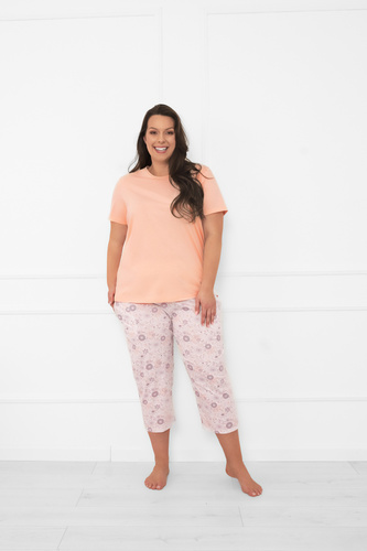 Damen Schlafanzug Satui - Baumwolle, kurze Ärmel und 3/4 Hose Italienische Mode  