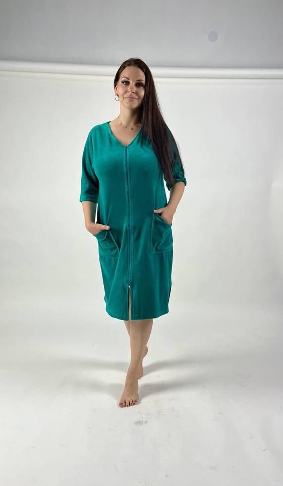 431 Velour Forex Damen Morgenmantel - grün