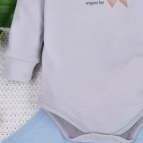 ABN-5384 Lustiger Origami-Body aus Bio-Baumwolle, Nini-Grau