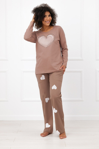 Italian Fashion Mila Damen lange Pyjama Mega Soft Herzen Taschen