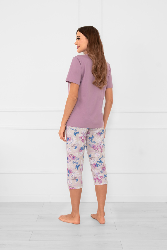 Zafra Damen Schlafanzug kurzarm, 3/4 Hose Italian Fashion - heather/print 