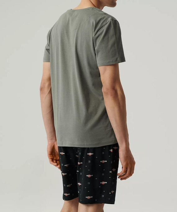 NMP-384 Herren-Kurzarmpyjama, Atlantic-Khaki-Schwarz