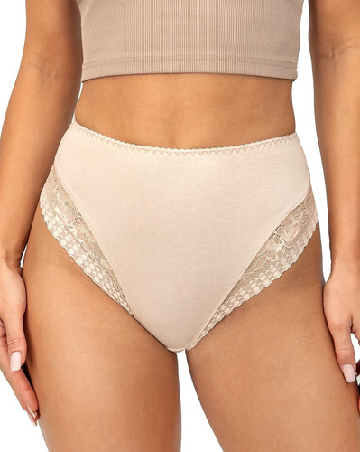 Höschen 235 Donna beige - Viskose-Damenhöschen mit hoher Taille und Spitze