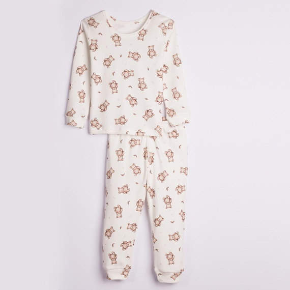 227036 Nicol BENEK Kinder-Pyjama 100% Baumwolle cremefarben mit Bärenmuster