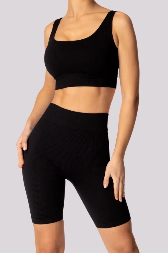 Gerippte Bikershorts für Damen von Mona, schwarz