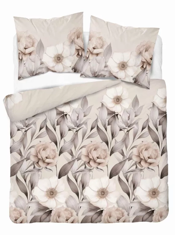 5220 A Satinbettwäsche mit schattierten Blumen Detexpol Beige