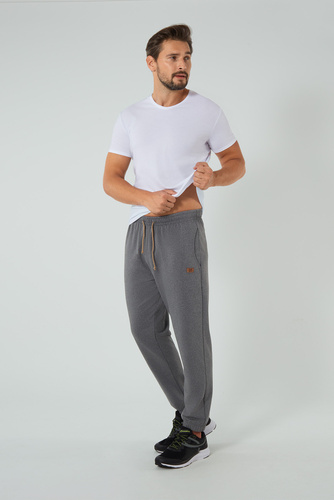 Leader Herren lange Jogginghosen Italian Fashion - mittel melange