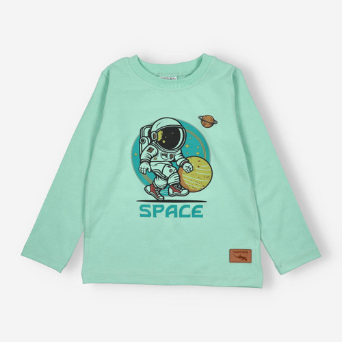 KAR-1006/PIS Jungenbluse mit langen Ärmeln Lagarto Verde Pistazie