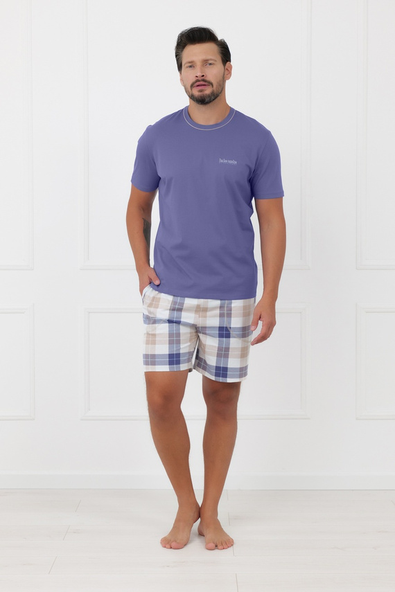 Herrenpyjama Juno Italian Fashion 100% Baumwolle Kurzarm Shorts