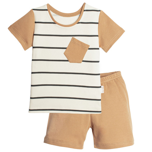 Jungen-Pyjama Nicol 222037 Baumwoll-Set mit kurzem Arm, cremefarben