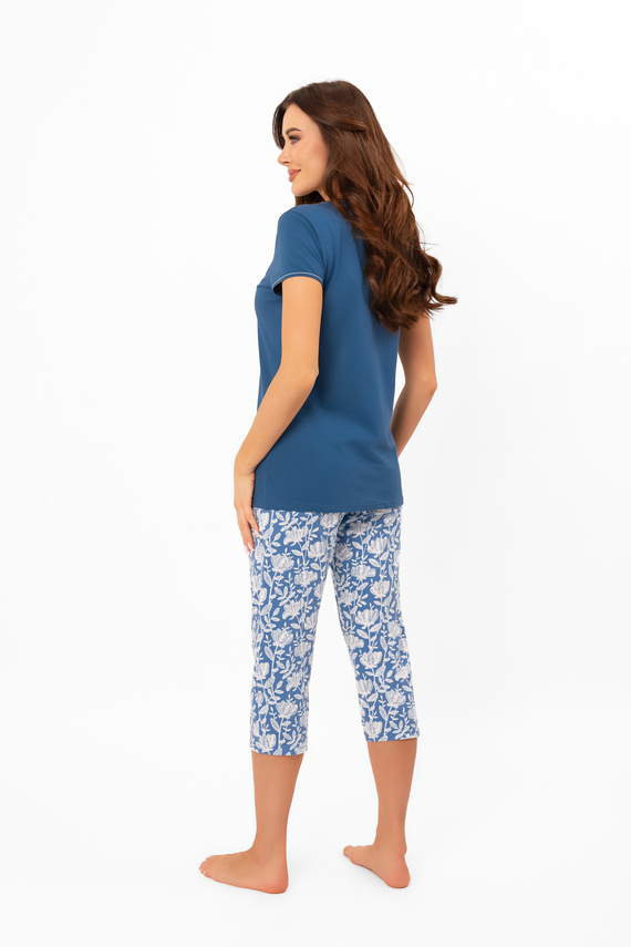 Damen Schlafanzug Boma - kurzarm, Hose 3/4, Baumwolle Italian Fashion - jeans/print