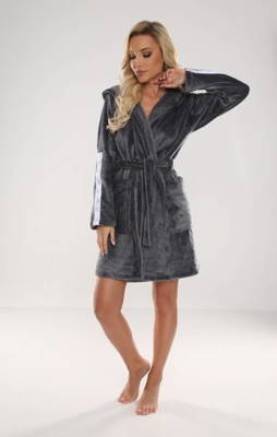 626 Abigail Damen Kurzer Morgenmantel Forex - dunkelgrau