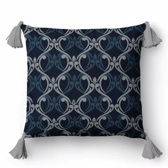 5402 B Deko-Kissenbezug mit Ornamenten Panama 58 Detexpol Marineblau