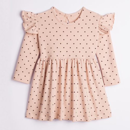226166 Nicol HANIA Mädchenkleid 100% Baumwolle beige mit Herzen