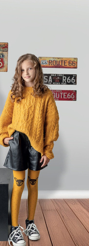 DR 2423 Felinka Mädchen-Strumpfhose aus Knittex-Curry