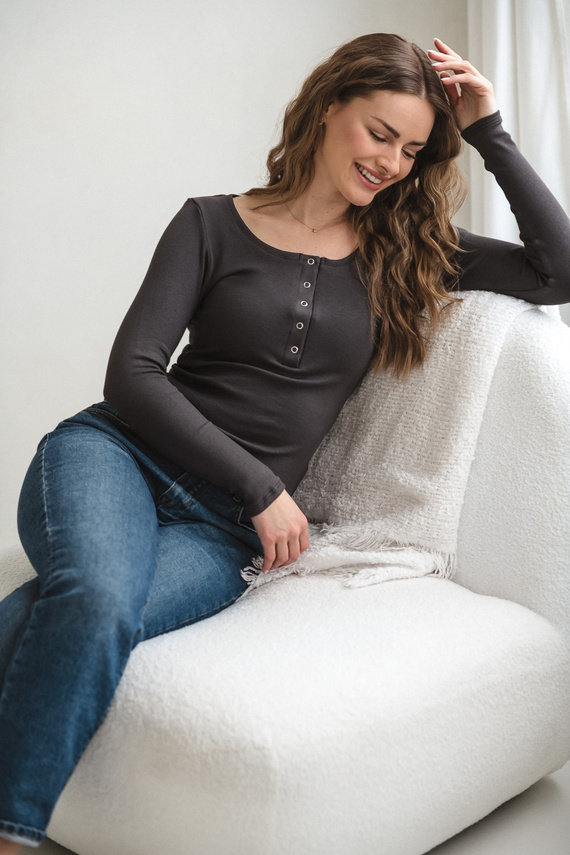 Tummy Milk&Love Umstands- und Stillshirt aus Viskose graphite