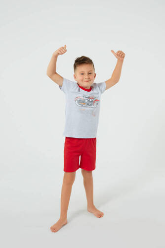 Junak Pyjamas für Jungen kurze Ärmel, Shorts Italian Fashion - j.melange/rot 