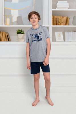 Gibson Jungen Schlafanzug kurzarm, Hose Italian Fashion- melange