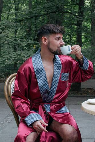 940 Forex Bademantel aus Satin für Männer - kastanienbraun