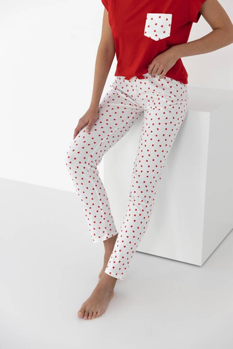 Adelaide Sensis Damenpyjama – Rot und Creme